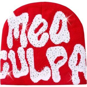 Beanie with Rhinestone for  Women Men Knit Graphic Soft Stretch Warm Winter Hat